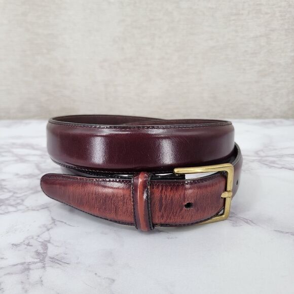 Brighton Deep Red Genuine Leather English Calf Belt Size 34 - Picture 1 of 15